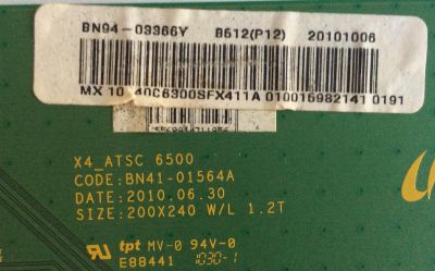 MAIN SAMSUNG / BN94-03366Y / BN41-01564A / PARTES SUSTITUTAS BN94-03366B / BN94-04492C / BN94-03366K / BN94-03366N / BN94-03366Q / BN94-03366U / BN94-03366V / BN94-03366G / PANEL LTJ400HJ05-F / MODELOS UN40C6300SFXZA H308 / UN40C6300SFXZA HQ07 - Imagen 2