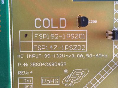 FUENTE DE PODER VIZIO / 0500-0605-1190 / 3BS0436804GP / FSP192-1PSZ01 / MODELOS E65-F0 LAUAWVKU / E65-F0 LAUSWVKU - Imagen 2