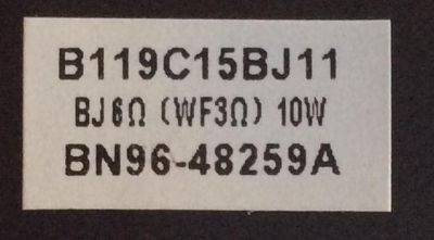 BOCINA PARA TV SAMSUNG / BN96-48259A / B119C15BJ11 / PANEL CY-TR049HLLV1H / MODELO QN49Q70RAFXZA FA01 - Imagen 3