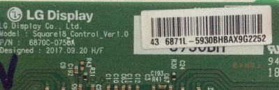 T-CON PARA TV WBOX 4K UHD / NUMERO DE PARTE 6871L-5930B / 6870C-0756A / 5930B / Square18_Control_Ver1.0 / PANEL K430WDC2 / MODELO 0E-43LED4K / 0E-43LED4K 43UD-H3143-0417 - Imagen 2