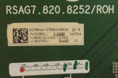 MAIN SHARP / 242789A / RSAG7.820.8252/ROH / 242792A / HU58A6130UWR(0112) / 3TE58G183 / 242789B / 242792B / 242789 / 242792 / PANEL`S HD580S1U91-L1\S0\GM\ROH / HD580S1U91-L1\S0\GM\CKD\ROH / MODELO LC-58Q7330U 58G183985H / LC-58Q7330U 58G183981H - Imagen 2