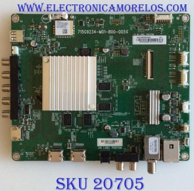 MAIN PARA TV VIZIO / NUMERO DE PARTE 756TXHCB02K024 / 715G9234-M01-B00-005K / (X)XHCB02K024040X / PANEL TPT500U1-EQYSKM.G  / MODELOS D50-F1 LTM7WRQU / D50-F1 LTD7WRNU / D50-F1 LTM7WRNU