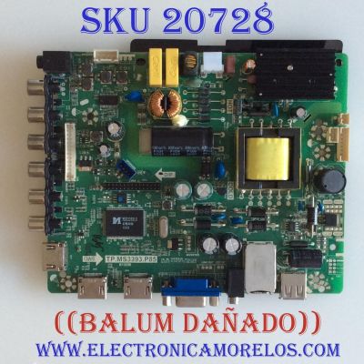 MAIN FUENTE (COMBO) APEX / B13080245 / TP.MS3393.P85 / PANEL'S T320XVN02.9 / DH3151A05-5 / MODELO LE3245M / ((NOTA IMPORTANTE BALUM DAÑADO ))