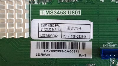 MAIN RCA / H17092393 / T.MS3458.U801 / LSC750FF02 / 20171108 / 8142127342113 / PANEL CN750NC772 / LSC750FF02-W01 / MODELO RTU7575-B - Imagen 2