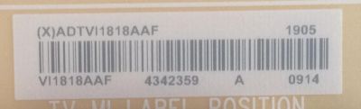 FUENTE DE PODER VIZIO / ADTVI1818AAF / 715G9174-P02-000-003M / 715G9174-P01-000-003M / (X)ADTVI1818AAF / MODELO E55-F1 LTMWWUMU - Imagen 2