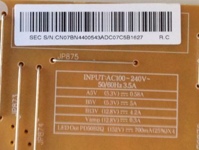 FUENTE DE PODER SAMSUNG / BN44-00543A / PD50B2Q_CDY / HU10251-12040 / PANEL SE500CSA-B2  / MODELO UN50ES6900FXZA AD01 - Imagen 3