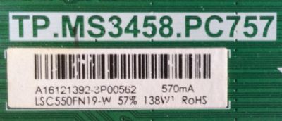MAIN FUENTE (COMBO) BOLVA / A16121392 / TP.MS3458.PC757 / LSC550FN19-W / PANEL LSC550FJ12 / MODELO 55BL00H7-01 - Imagen 2