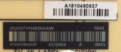 FUENTE DE PODER VIZIO / ADTVH4020AAW / 715G9174-P01-000-003M / (X)ADTVH4020AAW / PANEL TPT650J1-QUBBN90.K REV:98P0B / MODELOS D65-F1 LTCUWSLU / D65-F1 LTCWWSKU / D65-F1 LTCWWSLU / D65-F1 LTMUWSLU - Imagen 2
