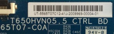 T-CON SHARP / JVC / 9LE098102657702 / 5565T07C12 / T650HVN05.5 / 65T07-C0A / 55.65T07.C12 / PANEL T650HVN05-5 / MODELOS LC-65LE643U / EM65FTR - Imagen 2