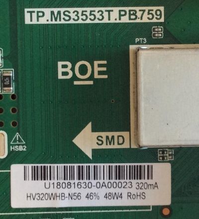 MAIN FUENTE (COMBO) SHARP / 3200550880 / TP.MS3553T.PB759 / HU32N50H / HV320WHB-N56 / U18081630 / PANEL BOEI320WX1-01 / MODELO  - Imagen 2