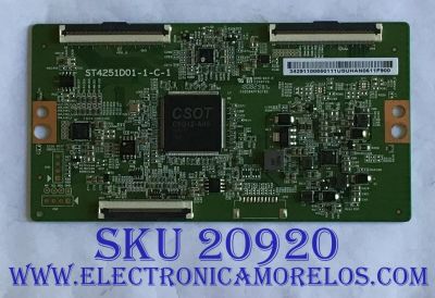 T-CON TCL / 34.29110.085 / 3429110085 / ST4251D01-1-C-1 / PANEL LVU430NDEL / MODELO 43S423LDAA