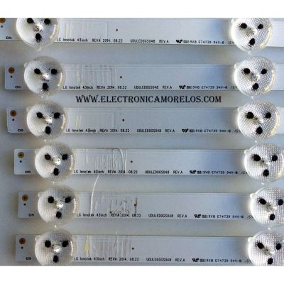 KIT DE LED PARA TV (6 PIEZAS) / MAGNAVOX UDULED0GS048 REV.A / 43W5S1P / MODELOS 43ME345V/F7 DS1 / 43MV314X/F7 DS1 / SANYO FW43D25F DS1 / PANEL LC430DUY(SH)(A1)	 - Imagen 4