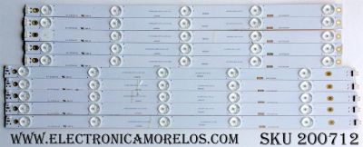 KIT DE LED PARA TV (10 PIEZAS) / HITACHI LB49006 / 49D2000 / KHP2O0650B / LB-C490F14-E4-L-G1-DL1 / LB-C490F14-E4-L-G1-DL2 / PANEL C490F14-E6-L / MODELOS LE49A509 / LE49A6R9