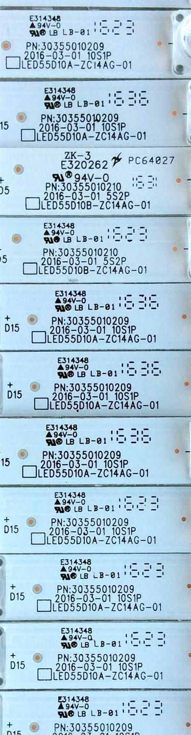 KIT DE LED PARA TV / JVC 30355010209/30355010210 / 30355010209 / 30355010210 / LED55D10A-ZC14AG-01 / 55000M57/58 / 160910A25 / MODELO LT-55UE76 / PANEL LSC550FN08	 - Imagen 2