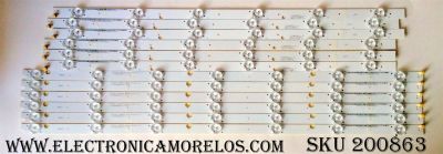 KIT DE LED'S PARA TV / VIZIO (12 PZAS.) / NUMERO DE PARTE / I-5500WS80131 / I-5500WS80131-R-V4 / I-5500WS80131-L-V4 / TEST001 E330254 / MODELO E55-E2 LWZQVIBS / PANEL LSC550FN11-801	