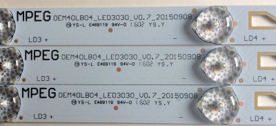 KIT DE LED`S PARA TV (3 PIEZAS)  / TCL OEM40LB04_LED3030 / ZM-GS-V1-02 4C-LB400T-ZM3 64P K0073 03517 04202 / ZM-GS-09 / 4C-LB400T-ZM3 / 61G K0072 / MODELO 40FS3800 / PANEL LVF400SS0T E6	 - Imagen 2