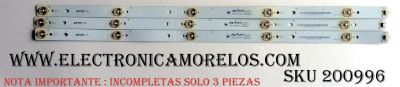 KIT DE LED "INCOMPLETOS PRECAUCION SOLO SON ("3 PZAS.) IMPORTANTE " / VIZIO 0171-1971-0411 / JL550I-A0 / 098101101117 / PANEL T550HVN01.3 / MODELOS E550I-A0 LAQAOQAP / E550I-A0 LAQAOQCQ / E550I-A0 LAQKOQBP / E550I-A0 LATAOQAP	