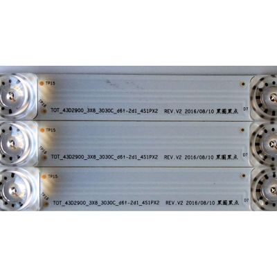 KIT DE LED'S PARA TV ((3 PIEZAS)) / NUMERO DE PARTE 4C-LB4308-YH05J / 006-P1K3532A / TOT_43D2900_3X8_3030C_D6T-2D1_4S1PX2 REV.V2 / T0T_43D2900_3X8_3030C_D6T-2D1_4S1PX2 REV.V2 / PANEL'S LVF430ND1L / LVF430CS0T E7 V1 / MODELOS 43S303 / 43S305 / 43S303TBAA - Imagen 2
