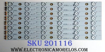 KIT DE LED'S PARA TV SANYO ((8 PIEZAS)) / NUMERO DE PARTE 4C-LB400T-YH3 / 006-P2K1793B / 40F2370-6EA / PANEL LVF400SSDX E7 V6 / MODELO DP40D64 P40D64-02