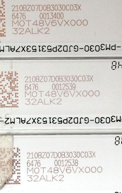 KIT DE LED`S PARA TV (3 PIEZAS) / SHARP LB-PM3030-GJD2P53153X7ALM2-D / 210BZ07D0B3030C03X / M0T48V6VX000 / 32ALK2 / PANEL TPT315B5-HVN05.A REV:S601B / MODELO LC-32LB481U - Imagen 2