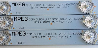 KIT DE LED`S PARA TV (3 PIEZAS) / TCL 4C-LB400T-ZM3 / M40LB04_LE3030_V0.7_20150908 / ZM-GS-09 / 61R K0067 00380 01283 / PANEL LVF400SS0T E9 V1 / MODELO 40FD2700	 - Imagen 3