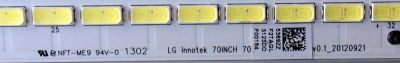LED PARA TV SHARP (1 PIEZA) / NUMERO DE PARTE 5369ZZ / LG INNOTEK 70INCH 7030PKG 64EA REV0.1_20120921 / 20120921 / PANEL JE695D3GW8CD / MODELOS LC-70LE657U / LC-70LE550U / ((MEDIDAS 1.56M x 17CM)) - Imagen 2