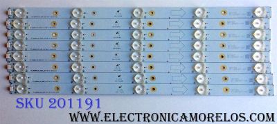 KIT DE LED´S PARA TV (8 PIEZAS) / PIONEER INXV400HJ6-PE1 / T0T_40B3800_8X5_3030C_5S1P REV.V1 / 006-P1K3387B / 4C-LB400T-YH7 / MODELO PLE-40S05FHD