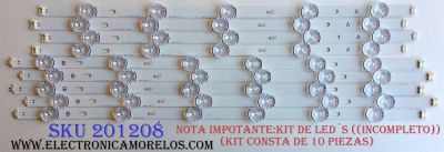 KIT DE LED´S PARA TV ((INCOMPLETO SOLO 9 PIEZAS)) / LG 3.0_55INCH_REV0.1_140428 / 25N1A / 25R1A / PANEL LC550DUE (MG)(A3) / MODELO 55"