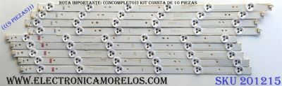 KIT DE LED´S PARA TV ((INCOMPLETO SOLO 9 PIEZAS)) / CHANGHONG LB-C490F13-E2-L-G1-SE1 / LB-C490F13-E2-L-G1-SE2 / SVJ490A06_REV02_6LED_140605 / P88SD / PANEL C490F14-E1-L (G3) / MODELO LED49YD1100UA