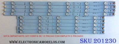 KIT DE LED´S PARA TV ((INCOMPLETO SOLO 9 PIEZAS)) / SHARP GJ-500-DLEDII-D711-R-V4 / GJ-500-DLEDII-D711-L-V4 / E348423 / PANEL TPT500J1-HVN04 REV:S17TE / MODELO LC-50LE541U