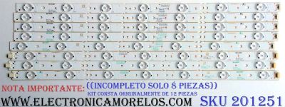 KIT DE LED´S PARA TV ((INCOMPLETO SOLO 8 PIEZAS)) / RCA J112E0058A / J112E0059A / J112E0060A / J112E0061A / E85792 / PANEL V500HJ1-P01-12V / MODELO LED50B45RQ V519-LE50B4C-B100228	
