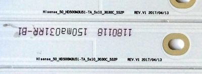 KIT DE LED´S PARA TV (5 PIEZAS) / HISENSE 1180118 / 15ma031RR-B1 / HE50QYJKE67 / Hisense_50_HD500M3U51-TA_5x10_3030C_552P / PANEL HD500M3U51-TA\S1\GM\ROH / 216944  / MODELO 50H8C - Imagen 2