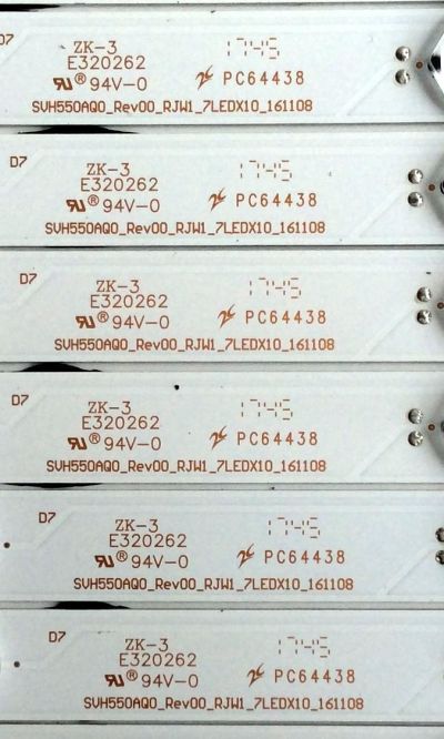 KIT DE LED´S PARA TV (10 PIEZAS) / HISENSE 1173547 / SVH550AQ0_REV00_RJW1_7LEDX10_161108 E3B111B1 / PANEL´S HD550K3U82-K1\S4\GM\ROH / HD550K3U82-K1\S0\GM\ROH / HD550K3U82-K1 / MODELOS 55H6D / 55DU6500 - Imagen 4