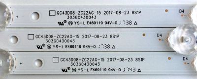 KIT DE LED´S PARA TV (3 PIEZAS) / SAMSUNG 303GC430043 / GC43D08-ZC22AG / E469119 / 2010035711-12 / 171115A2 / 344761000135000 / GC430M10 / PANEL´S BOEI430WU1 4A17B27 / HV430FHB-N1A / MODELOS UN43J5202AFXZA BZ01 / UN43M5300AFXZA BB02 / UN43J5200AFXZA - Imagen 4