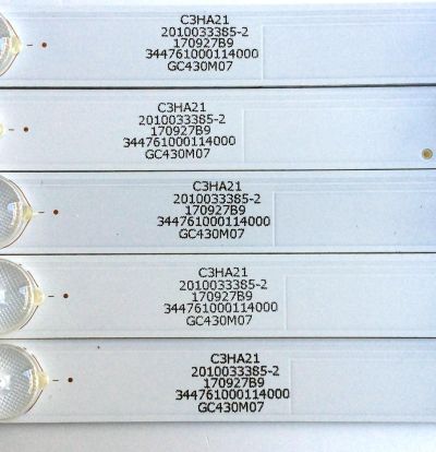 KIT DE LED´S PARA TV (5 PIEZAS) / VIZIO 303GC430037 / GC43D08-ZC21AG-09 / E469119 / GC430M07 / C3HA21 / 2010033385-2 / 170927B9 / 344761000114000 / PANEL BOEI430WU1 8N17A09 / MODELO D43n-E4 LHBFVNKT - Imagen 4