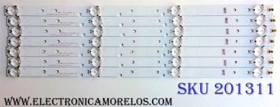 KIT DE LED´S PARA TV (7 PIEZAS) / SHARP 1173963 / JP-3 94V-0 E306084 / SVH420AB8_4LED_REV01_20161116(3PIN) / S0527H / 008407 / 02HX1 / X3B099B1 / PANEL  JHD426N2F21-K1QL\S0\FM\RO / 213632 / MODELOS LC-43P5000U / FM43P50