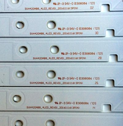 KIT DE LED´S PARA TV (7 PIEZAS) / SHARP 1173963 / JP-3 94V-0 E306084 / SVH420AB8_4LED_REV01_20161116(3PIN) / S0527H / 008407 / 02HX1 / X3B099B1 / PANEL  JHD426N2F21-K1QL\S0\FM\RO / 213632 / MODELOS LC-43P5000U / FM43P50 - Imagen 3