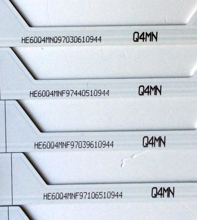 KIT DE LED´S PARA TV (11 PIEZAS) SHARP HISENSE_60_HD600N3U22_11X5_3030C_D6T-2D1_W19_5S1P REV.V0 / 1186149 / 120MA72L-B1 / HE60Q4MNF97 / PANEL`S HD600N3U23\XP\S0\GM\CKD\ROH / HD600N3U23 / MODELO LC-60P6070U / NS-48D510NA15 - Imagen 4