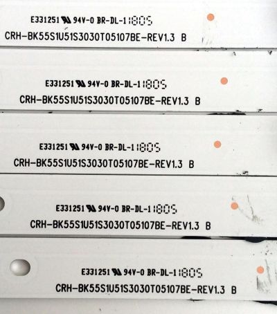 KIT DE LED´S PARA TV (5 PIEZAS) / HISENSE CRH-BK55S1U51S3030T05107BE-REV1.3 B / L05BY162K21D83F-B1 / 1187275 / PANEL`S HD550S1U51-T0\S1\GM\ROH 228720 / HD550S1U51-T0 / MODELO 55H6E - Imagen 2