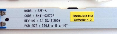 KIT DE LED´S PARA TV (4 PIEZAS) / SAMSUNG 30442A / SAMSUNG_2014SVS32FHD_3228_07_REV1.1_131108 / LM41-00099L / CEM-3-N 002SC 31 / PANEL GJ032BGE-R2 RR01 / MODELO UN32J5500AFXZA XC43 - Imagen 3