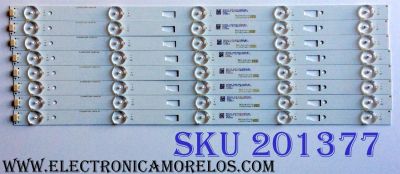 KIT DE LED´S PARA TV (8 PIEZAS) / JL.D43051235-140CS-M / 4C-LB430T-DT1C / E465853 / 035-430-3528-BC / N151030 T303 / PANEL LVW430LGDX E1 V5 / MODELO ¨43¨
