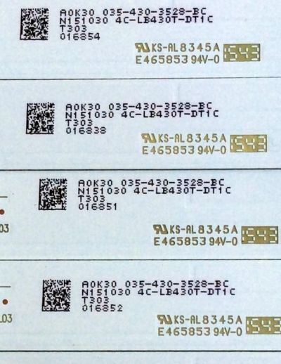 KIT DE LED´S PARA TV (8 PIEZAS) / JL.D43051235-140CS-M / 4C-LB430T-DT1C / E465853 / 035-430-3528-BC / N151030 T303 / PANEL LVW430LGDX E1 V5 / MODELO ¨43¨ - Imagen 4