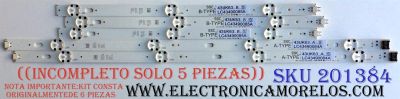 KIT DE LED´S PARA TV / SOLO 5 PIEZAS) / ((INCOMPLETO)) / LG SSC_43LJ55_7LED_REV01_170930 / SSC_43UK63_A_S / SSC_43UK63_B_S / LC43490084A / LC43490085A / LC43 4900 84A LGD 43091 / LC43 4900 85A LGD 43091 / PANEL NC430DGG-AAGX3 / MODELO 43UK6300PUE BUSWLJM