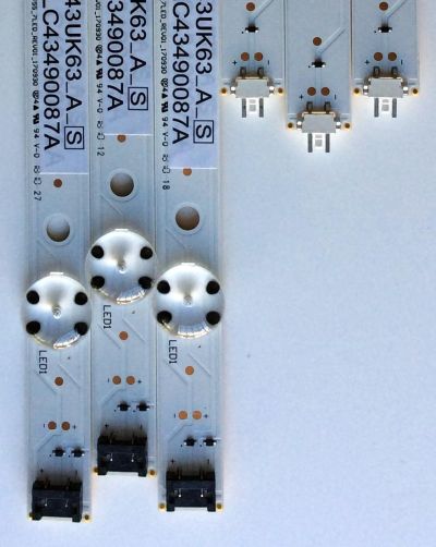 KIT DE LED´S PARA TV (6 PIEZAS) / LG SSC_43LJ55_7LED_REV01_170930 / SSC_43UK63_A_S / SSC_43UK63_B_S / LC43490087A / LC43490088A / LC43 4900 87A BOE 43090 / LC43 4900 88A BOE 43090 / R9BB 22T1B / RABB 22T1B / PANEL NC430DGG-ABGX3 / MODELO 43UK6300PUE - Imagen 2