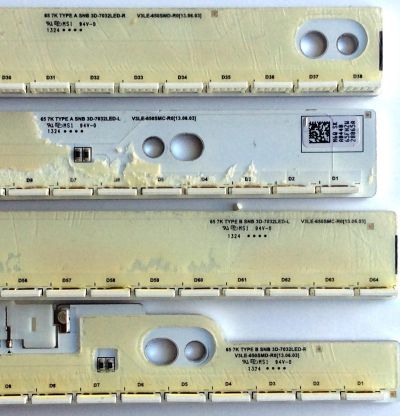 KIT DE LED´S PARA TV (4 PIEZAS) / SAMSUNG / 3D-7032LED-L / V3LE-650SMC-R0 / 3D-7032LED-R / V3LE-650SMD-R0 / 65FHZW / BN96-28865A / BN96-28866A / BN96-28867A / BN96-28868A / 65 7K TYPE B / 65 7K TYPE A / PANEL CY-SF650DSLV1H / MODELO UN65F7100AFXZA TH02 - Imagen 5