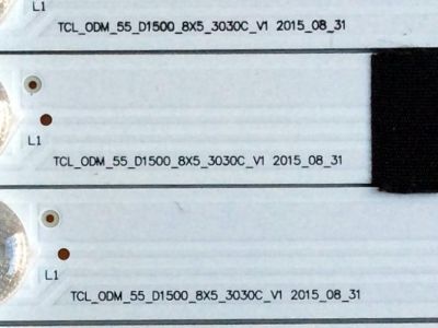 KIT DE LED´S PARA TV TOSHIBA ((8 PIEZAS)) / NUMERO DE PARTE 4C-LB550T-YHK / TCL_ODM_55_D1500_8X5_3030C_V1 / 070817-UR7XGB-00614 / YHE-4C-LB550T-YHK / PANEL LVF550CSDX E11 V7 / MODELO 55L510U18 - Imagen 3