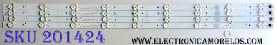 KIT DE LED´S PARA TV (4 PIEZAS) / ELEMENT TFGJ39D09-ZC21FG-03 / E469119 / 303TH390042 / C23/D/7 / 120-125/3.0-3.1 / 2010014957-3 / TH390M11 / 160308A6 / 910-390-1017 / PANEL T390HVN01.0 / MODELO ELEFW3916