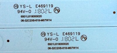 KIT DE LED´S PARA TV (2 PIEZAS) / ELEMENT 6501L618000020 / 06-32C2X6-618-M07W14 / 230132C1N00270 / YF-J52L003JB3D-0001 / PANEL JLTY315A082 / MODELO ELEFW328 - Imagen 3