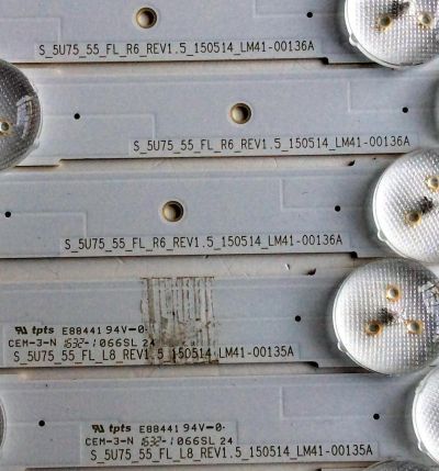 KIT DE LED´S PARA TV SAMSUNG ((12 PIEZAS)) / NU8MERO DE PARTE BN96-40099A / BN96-40100A / S_5U75_55_FL_L8_REV1.5_150514 / LM41-00135A / S_5U75_55_FL_R6_REV1.5_150514_LM41-00136A / PANEL CY-GK055HGEV5H /  MODELO ¨55¨ - Imagen 5