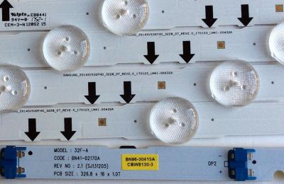 KIT DE LED´S PARA TV SAMSUNG (4 PIEZAS) / NUMERO DE PARTE BN96-30442A / SAMSUNG_2014SVS32FHD_3228_07_REV2.0_170123_LM41-00432A / PANEL GJ032BGE-R4-RR01 / MODELOS UN32J6300 / UE32H6200 / LH32DCE / HG32NE / LT32E310 / UA32H5100 / MAS MODELOS EN DESCRIPCION - Imagen 3